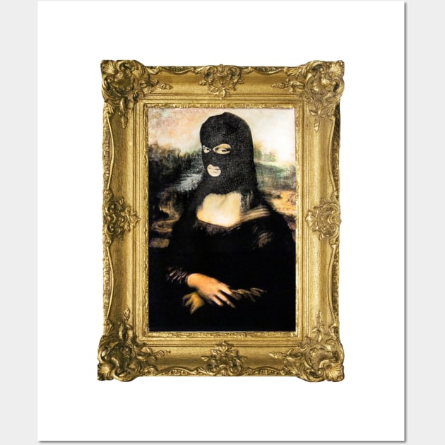 Funny Mona Lisa Mask T-Shirt Wall Art by HipHopTees